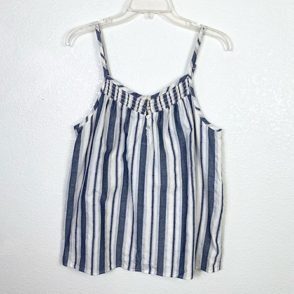Universal Thread White & Blue Striped Tank Top